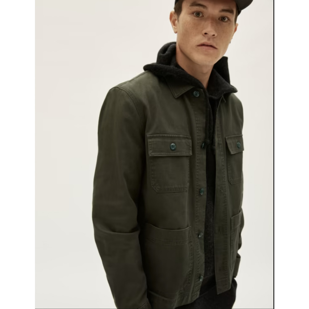 Everlane Mens Twill Chore Jacket Medium Pine Green 100% Cotton NWT